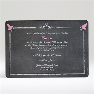 Einladung Taufe Rosa Engel - Sicht 2