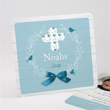 Einladung Taufe blaue schleife