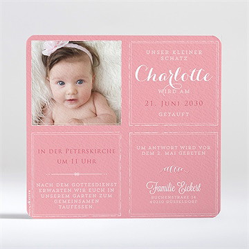 Einladung Taufe Rosa Kalligrafie - Sicht 2