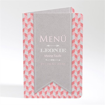 Menükarte Taufe Rosa mosaik