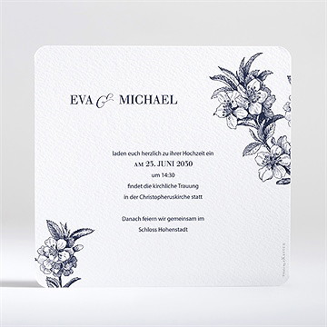 Hochzeitseinladung Gravur Marineblau - Vue 2