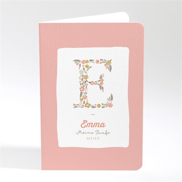 Menükarte Taufe Blumenalphabet mädchen