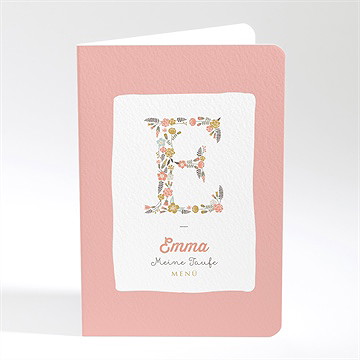 Menükarte Taufe blumenalphabet mädchen