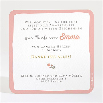 Dankeskarte Taufe blumenalphabet mädchen - Vue 2