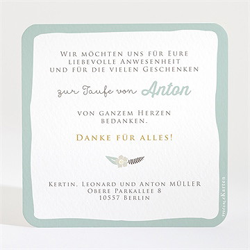 Dankeskarte Taufe blumenalphabet junge - Vue 2