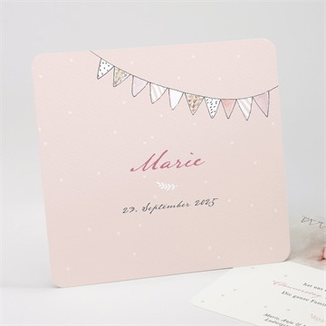 Geburtskarte Fahnengirlande rosa