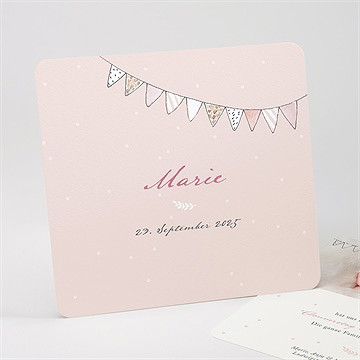 Geburtskarte fahnengirlande rosa