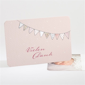 Dankeskarte Geburt Fahnengirlande rosa