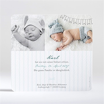 Geburtskarte fahnengirlande blau - Vue 2