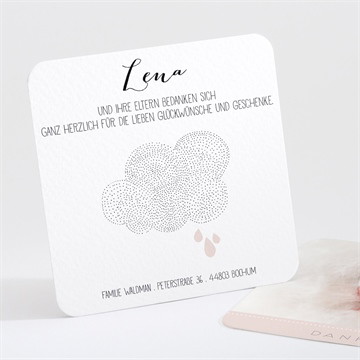 Dankeskarte Geburt Zarte wolke