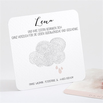 Dankeskarte Geburt Zarte Wolke