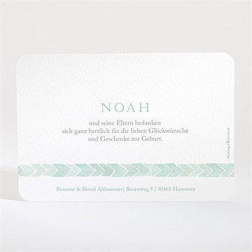 Dankeskarte Geburt Aquarellmuster Grün - Vue 2