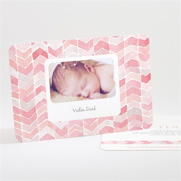 Dankeskarte Geburt Aquarellmuster rosa