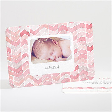 Dankeskarte Geburt Aquarellmuster Rosa