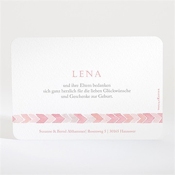 Dankeskarte Geburt Aquarellmuster Rosa - Vue 2