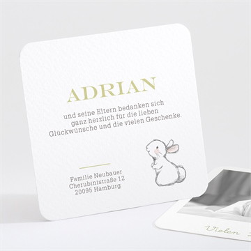 Dankeskarte Geburt hasen party