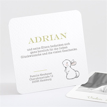 Dankeskarte Geburt Hasen Party