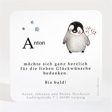 Dankeskarte Geburt Kleiner Pinguin - Vue 2