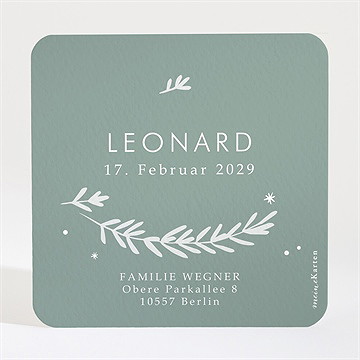 Geburtskarte Silberne Blätter - Vue 2