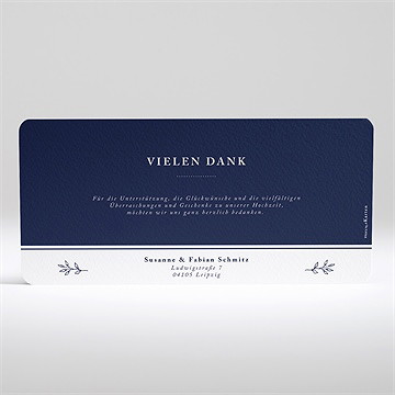 Dankeskarte Hochzeit schick in blau - Vue 2