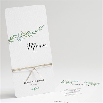 Menükarte Hochzeit zarte blätterranke
