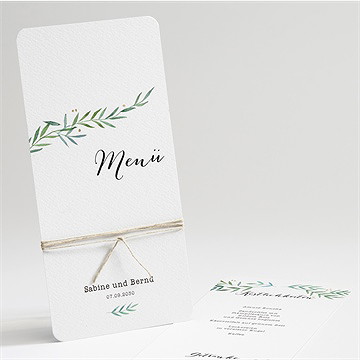 Menükarte Hochzeit Zarte Blätterranke