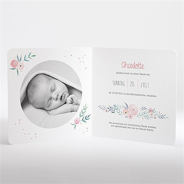 Einladung Taufe Pünktchen Mit Blumen - Vue 2