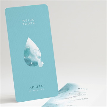 Menükarte Taufe wassertropfen