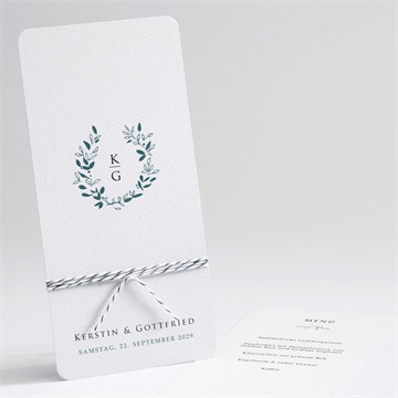 Menükarte Hochzeit blätterkranz mit farbenspiel