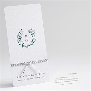 Menükarte Hochzeit blätterkranz mit farbenspiel