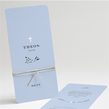 Menükarte Taufe ring der natur blau