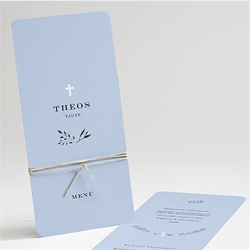 Menükarte Taufe ring der natur blau