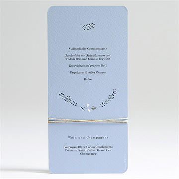 Menükarte Taufe ring der natur blau - Dos du menu