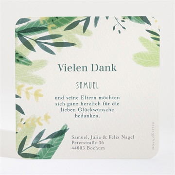 Dankeskarte Geburt Grüne oase