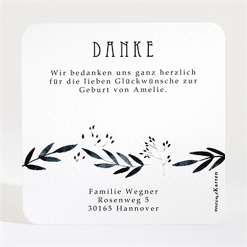 Dankeskarte Geburt moderne natur - Vue 2