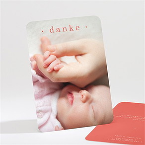 Dankeskarte Geburt koralle