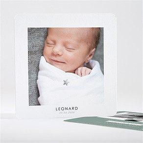 Geburtskarte polaroid graugrün