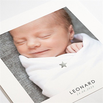 Geburtskarte Polaroid Graugrün - vue 3