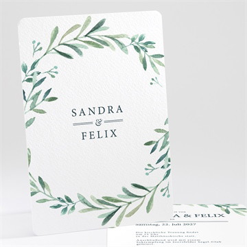 Hochzeitseinladung Blätterkranz