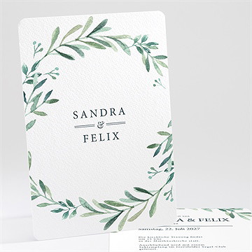 Hochzeitseinladung Blätterkranz