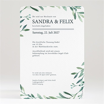 Hochzeitseinladung Blätterkranz - Vue 2