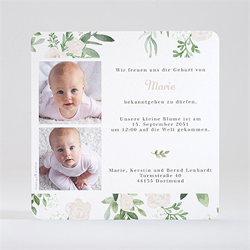 Geburtskarte Rosenverzierung - vue 3