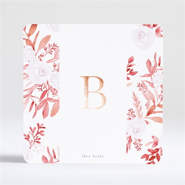 Einladung Taufe Pflanzenschmuck rot