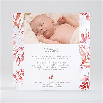 Einladung Taufe pflanzenschmuck rot - Vue 3