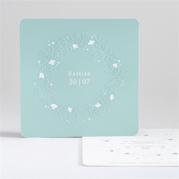 Geburtskarte geprägter blumenkranz mintgrün