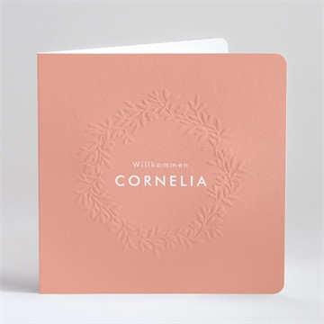 Geburtskarte blumenkranz prägung