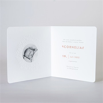 Geburtskarte Blumenkranz Prägung - Vue 3