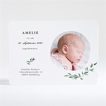 Geburtskarte Blätterverzierung - Vue 2