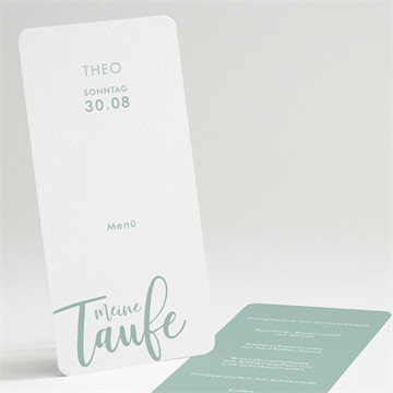 Menükarte Taufe silbernes kreuz
