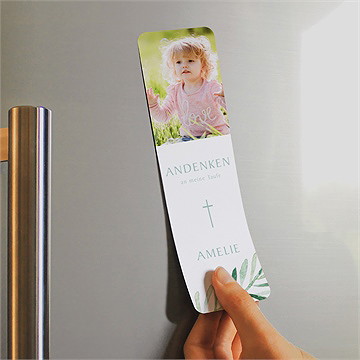 Andenken Taufe runder blumenkranz - magnet - Vue 2